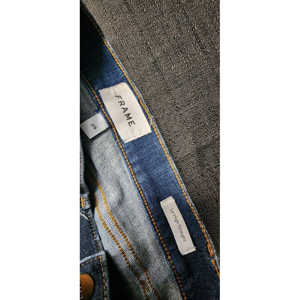Frame Jeans Women's 25 Le High‎ Straight Leg Cropped Dark Blue Stretch Denim EUC - Picture 7 of 11